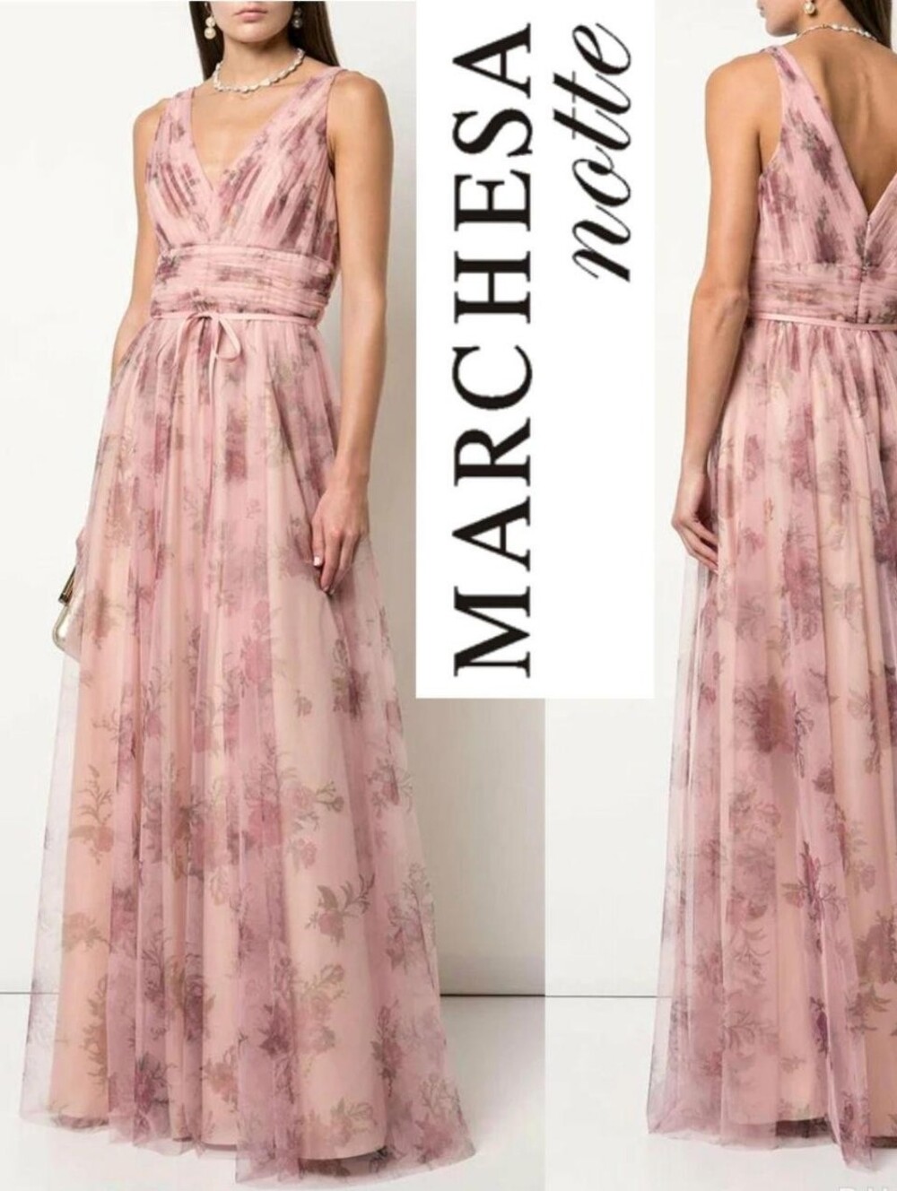 Marchesa Notte Bridesmaid Floral Full length dress